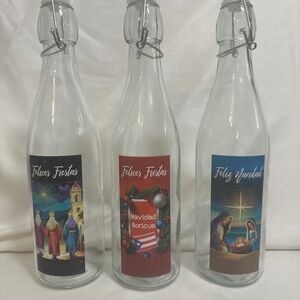 Coquito Christmas Bottles New Glass 17 0/z